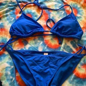blue string tie bathing suit| never worn